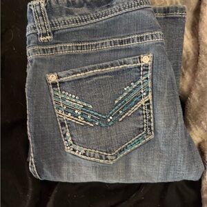 Denim Embellished Jeans with Blue Accents